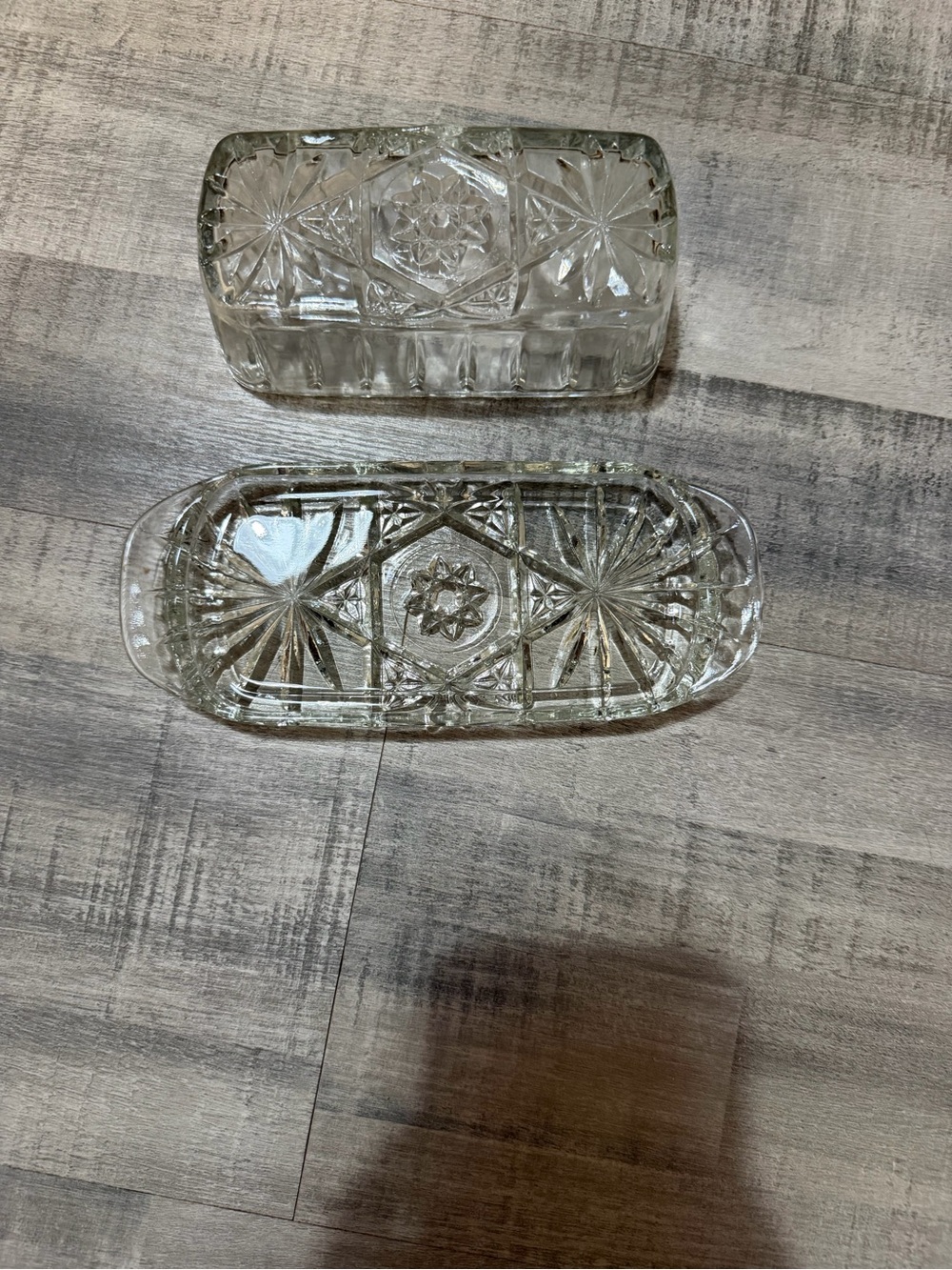 Vintage Anchor Hocking Starburst Glass Butter Dish with Lid